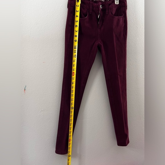 American Eagle Women Red Burgundy Jegging Jean‎ 360 size 0 super stretch - Picture 6 of 9